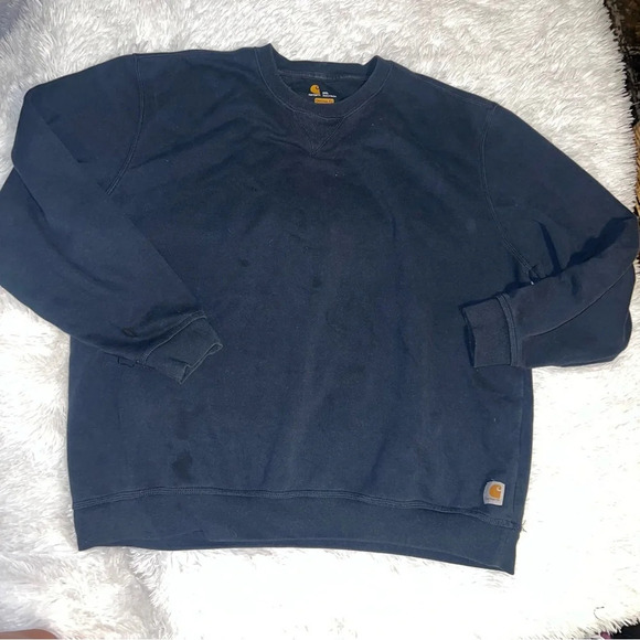 Carhartt Mens Navy Blue 3XL Original Fit Crewneck Sweatshirt Workwear - Picture 2 of 5